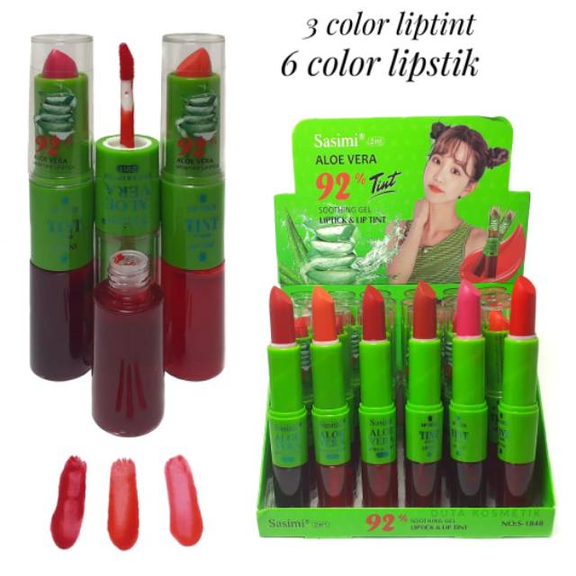 LIPSTIK &amp; LIPTINT SASIMI ALOE VERA 2IN1 (harga 6 pcs)