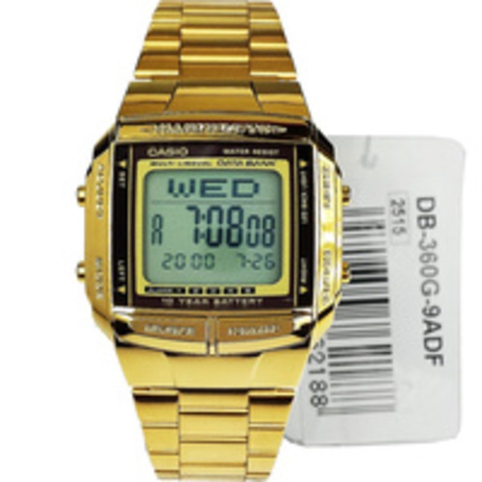 JAM TANGAN WANITA CASIO DATABANK WARNA EMAS DB360G-9A GOLD ORIGINAL