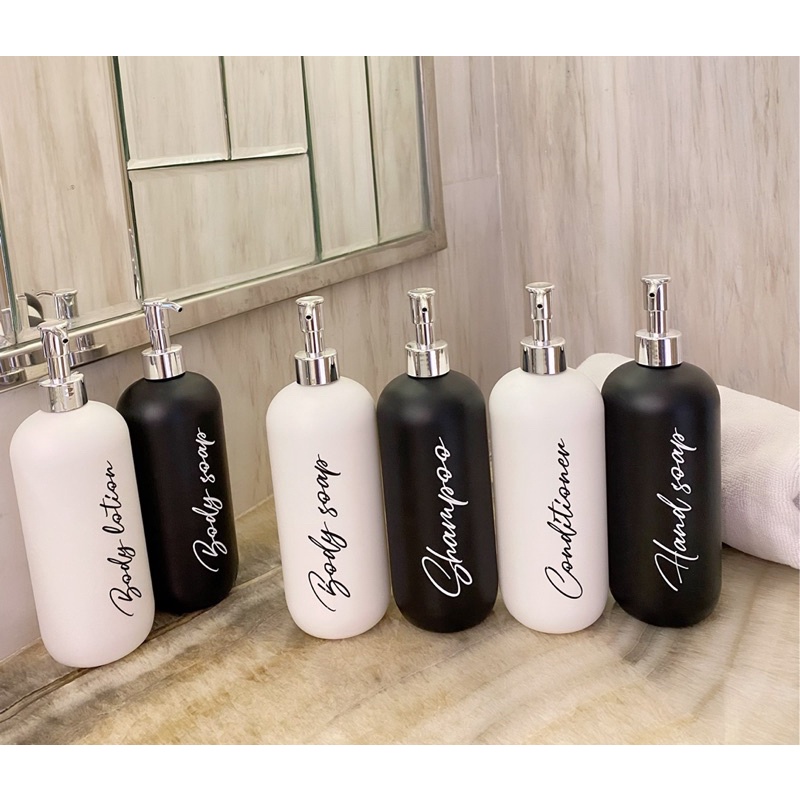 botol doff n24 500ml silver luxury. aesthetic bottle minimalist refill organizer tempat sabun cair pump black and white estetik