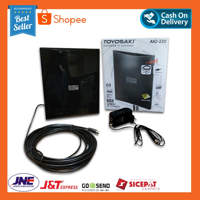 ANTENA TV TOYOSAKI AIO-220 AIO 220 + KABEL 10 METER INDOOR /OUTDOOR ANTENA DIGITAL LUAR DALAM