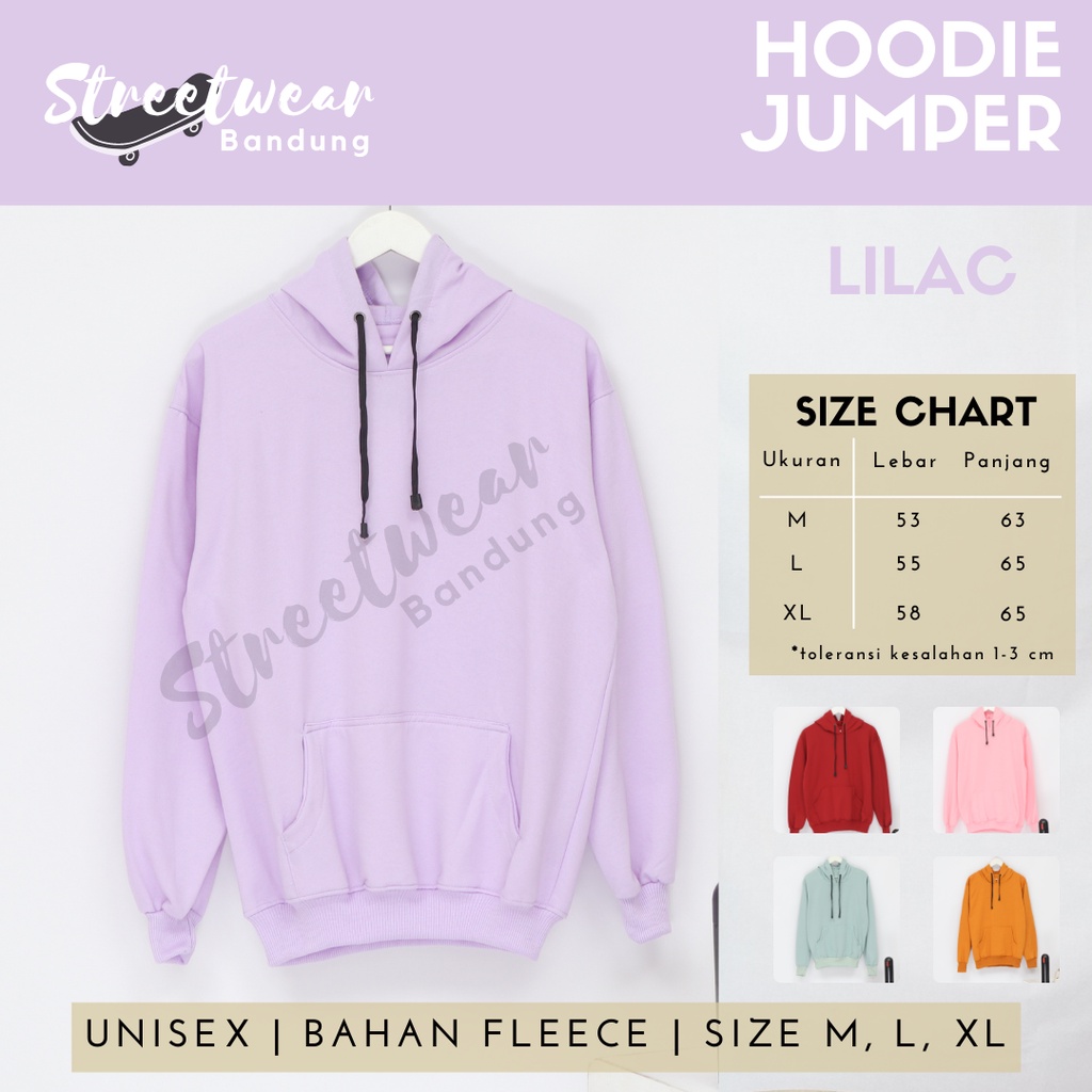 PROMO HOODIE POLOS JUMPER PRIA WANITA BAHAN FLEECE KUALITAS PREMIUM LILAC