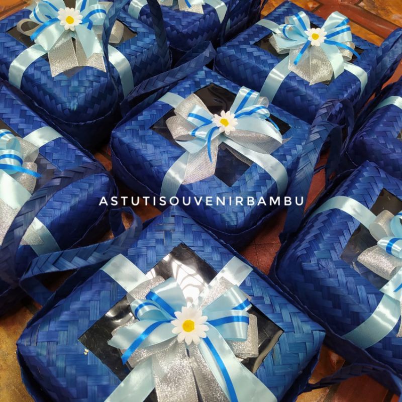 BESEK BAMBU JINJING TUTUP MIKA FREE PITA / besek hampers / besek souvenir / besek unik/besek murah