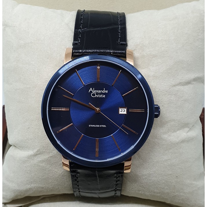 Alexandre Christie Ac 8344 /ac8344 Rose Gold Blue Jam Tangan Couple (Bisa Beli Satuan) Original