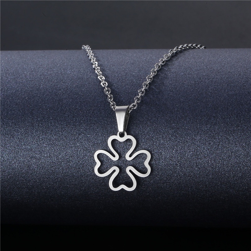 In hip hop clover kalung stainless steel disco mahasiswa hiphop clover kalung perhiasan pacar hadiah