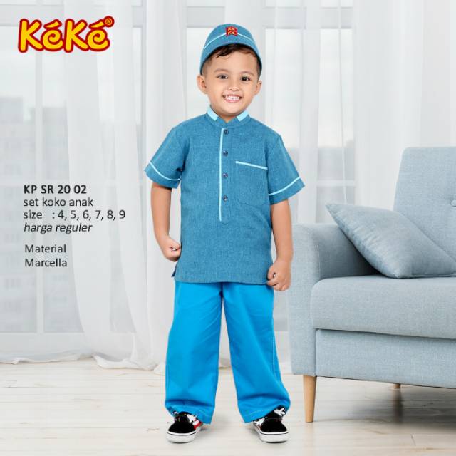 Setelan Koko Anak SR 20 02  warna biru milo dan pink