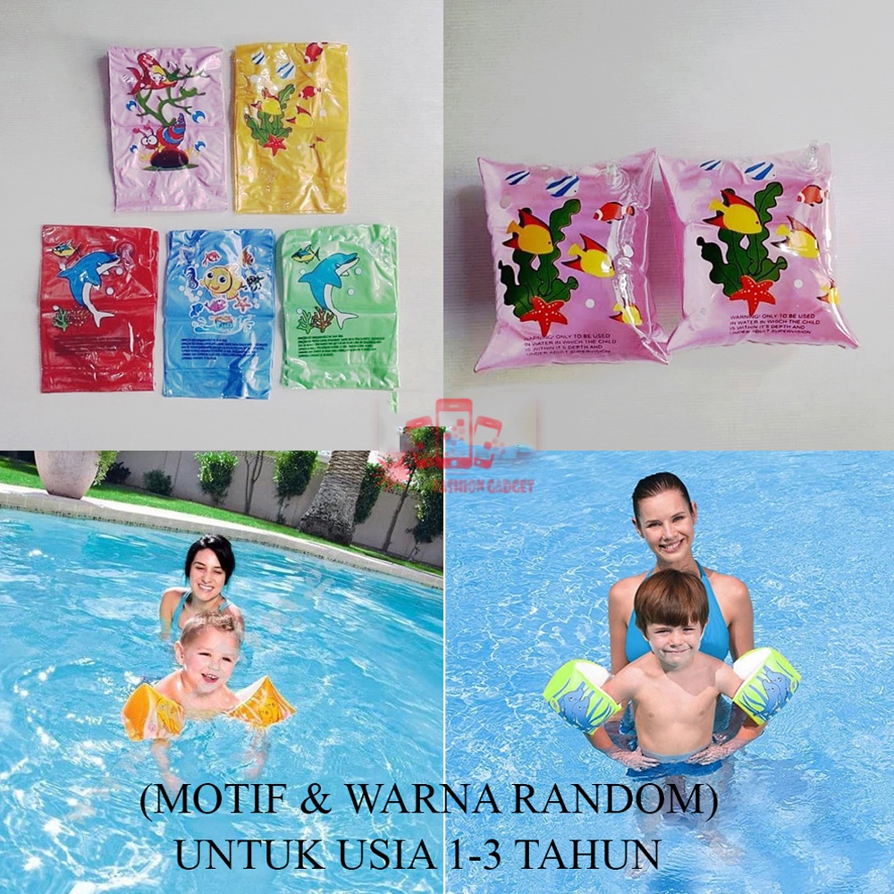 1 Pasang Pelampung Tangan anak Ban Lengan Arm Band Ban Pelampung SWIM RING - Motif &amp; Warna Random