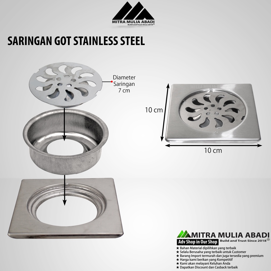 Saringan Got Stainles / Saringan Got Kamar Mandi / Floor Drain Iron