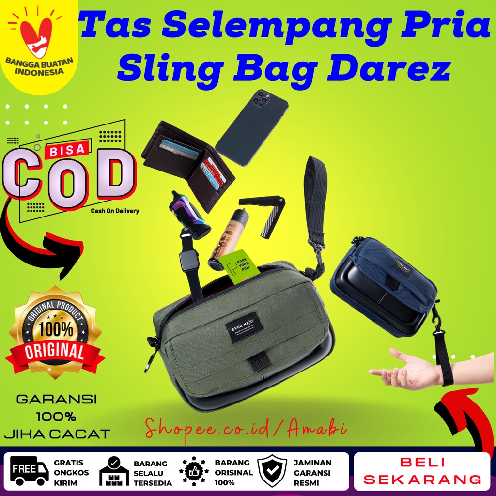 Tas Selempang Pria Sling Bag Darez Pouch Bag Pria Waist Bag Pria Crossbody Pria Distro