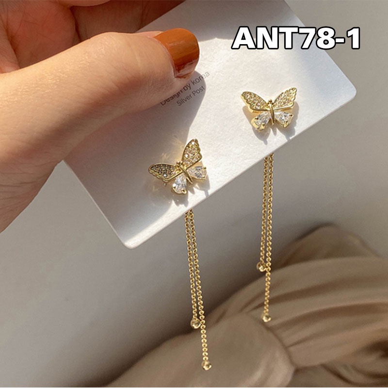 Anting Kupu Gaya Rumbai Wanita Dewasa Aksesoris Perempuan Korea Hiasan Telinga Titanium Alloy Import ANT78-ANT78-1