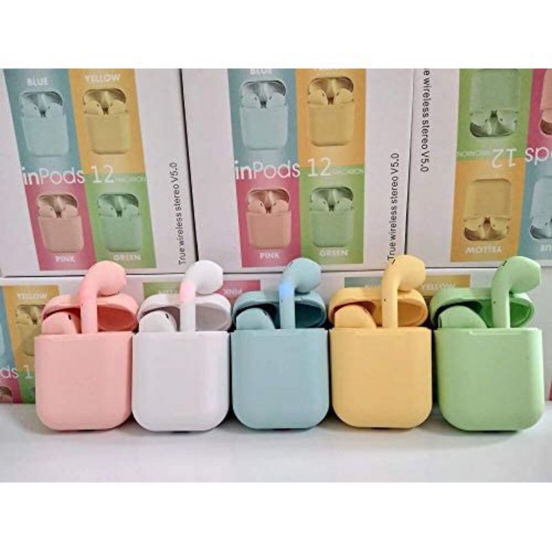 Headset Inpods 12 | i12 Macaron BLUETOOTH DENGAN KOTAK PENYIMPANAN &amp; Lanyard headphone