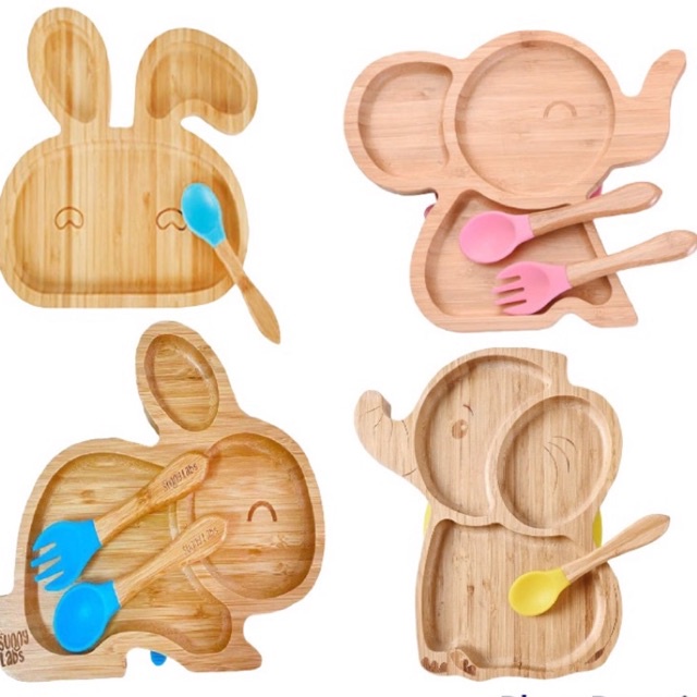 Bamboo Fiber Suction Kid Plate / Piring Makan Anak Anti Tumpah