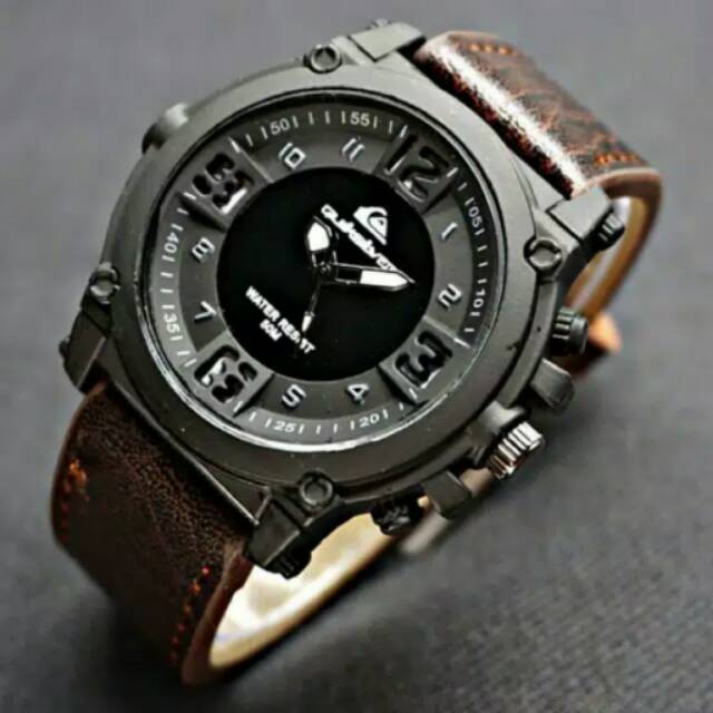 Jam tangan pria quiksilver tali kulit sport super