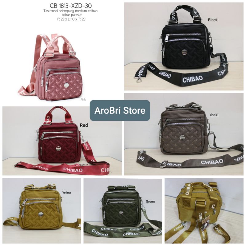 Tas ransel selempang 3in1 merk chibao CB 1813 - XZD-30 bahan parasut bordir hati