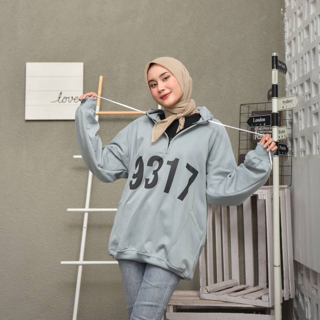 Hoodie Zipper 9317 XXL Atasan Wanita Pria Hoodie Resleting Terbaru