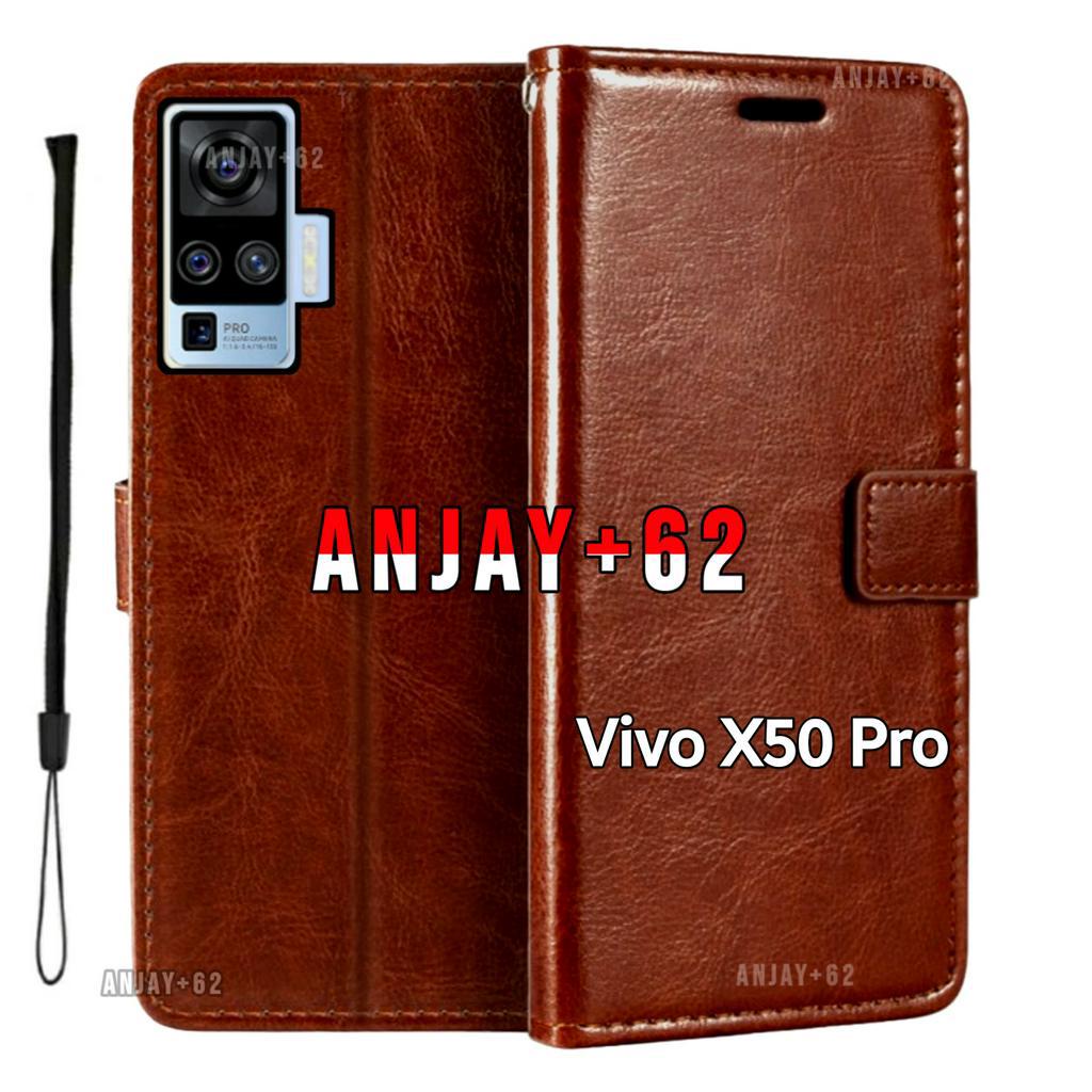 Flip Vivo X50 Pro / V2005A CASE cover Casing Leather Wallet PU – Sarung kulit dompet Hp