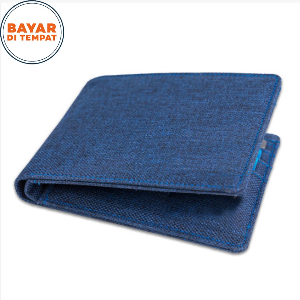 GROSIR!! [isi 100pcs] Dompet Pria Kanvas 3/4 Kualitas Import Dompet Pende Lipat #Dark Blue