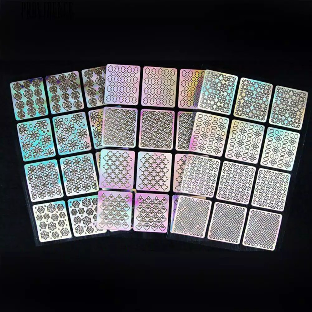 Stensil Kuku Hologram 1 Lembar Isi 6 Pcs / Nail Art Stencils Hologram