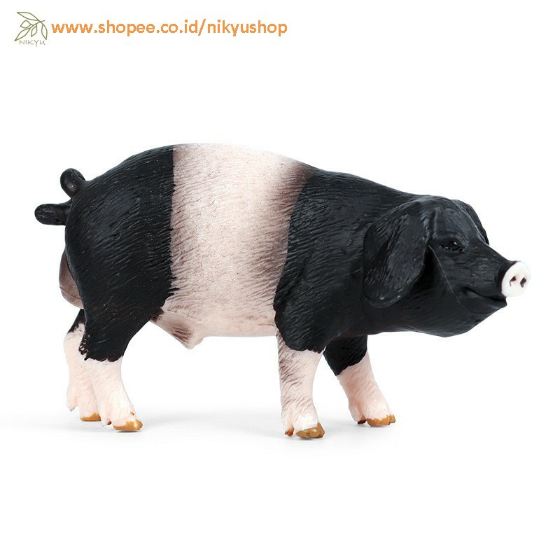 [Nikyushop] Mainan Edukasi Pajangan Koleksi Hewan Babi British Saddleback Pig Animal Figure