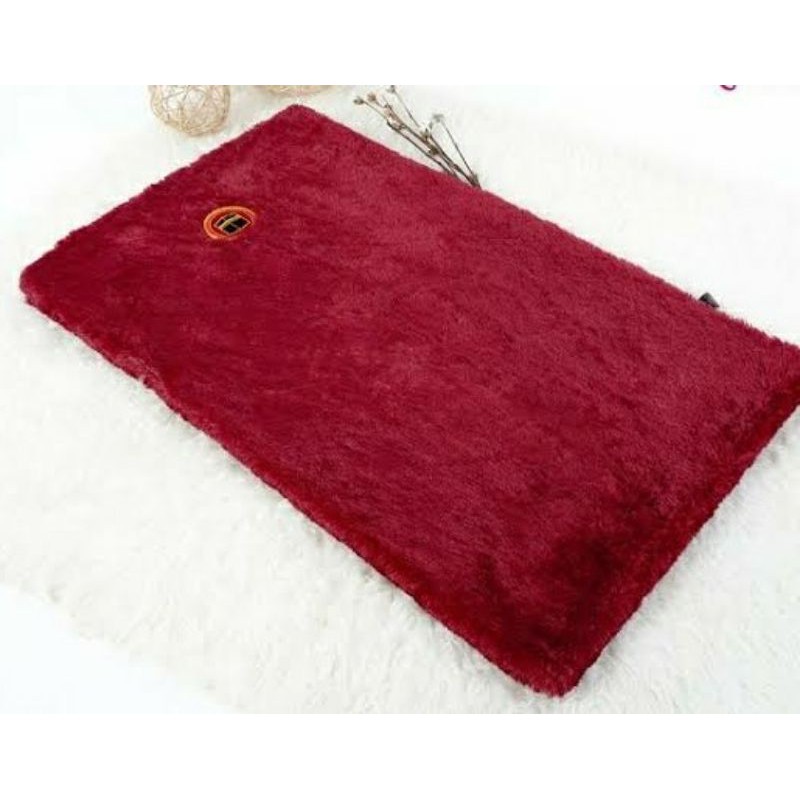 SAJADAH ANAK UK 50x90cm BULU RASFUR TEBAL BUSA 3CM-Marun