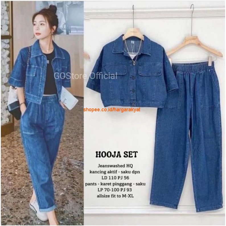 SETELAN JEANS TUNIK + BOYFRIEND JEANS  WANITA TERBARU | HOOJA SET | OUTFIT REMAJA OOTD KEKINIAN