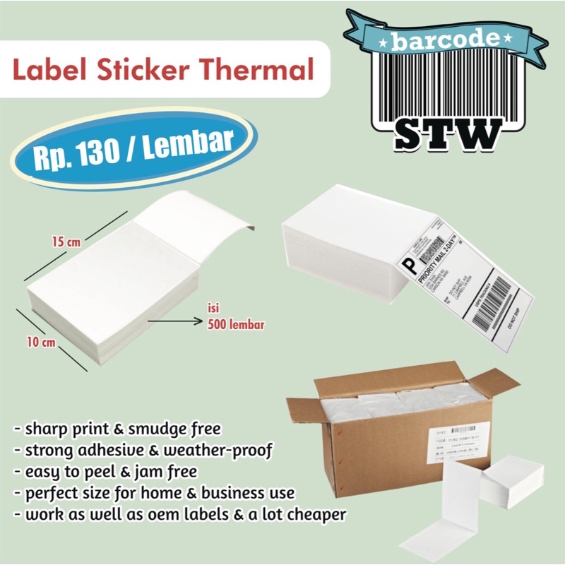 

Label Sticker Thermal 100 x 150 Isi 500pcs Termurah