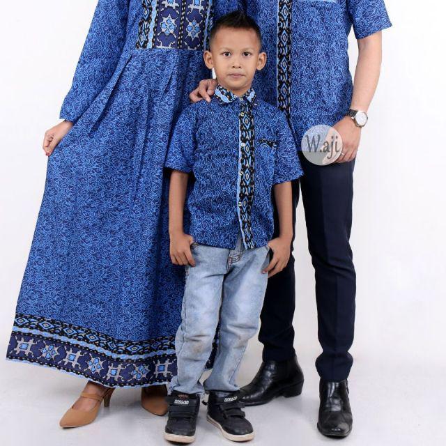 Bisa Request Batik Couple keluarga sania ruffle ori ndoro jowi dnt-Hem anak XL