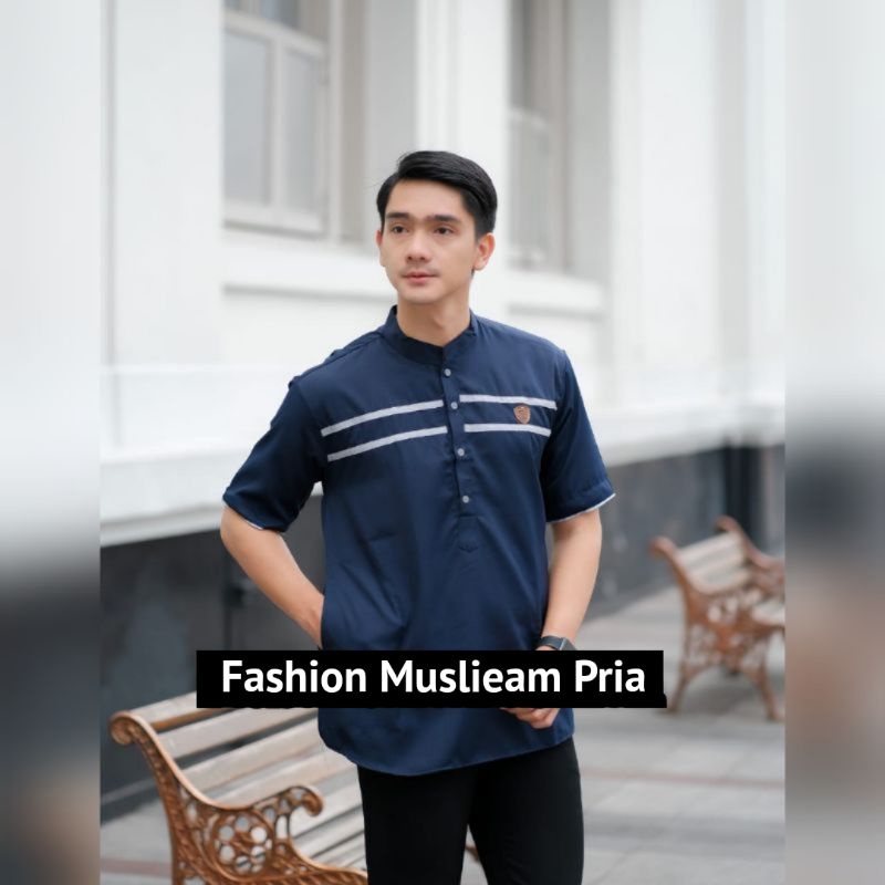 Bisa Bayar Di rumah Baju Koko Pria Dewasa Terbaru Kurta Pria Dewasa Lengan Pendek Matt Katun Serap Keringat Adem Tebal