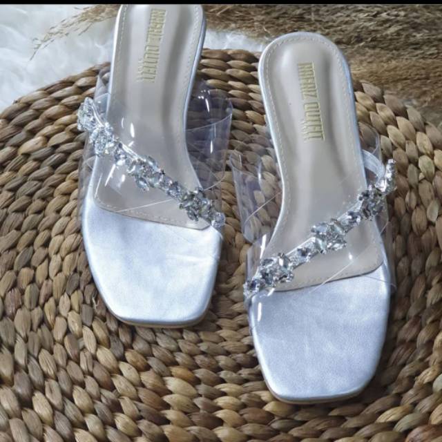 Sandal aura silver sandal wanita sandal kaca wanita