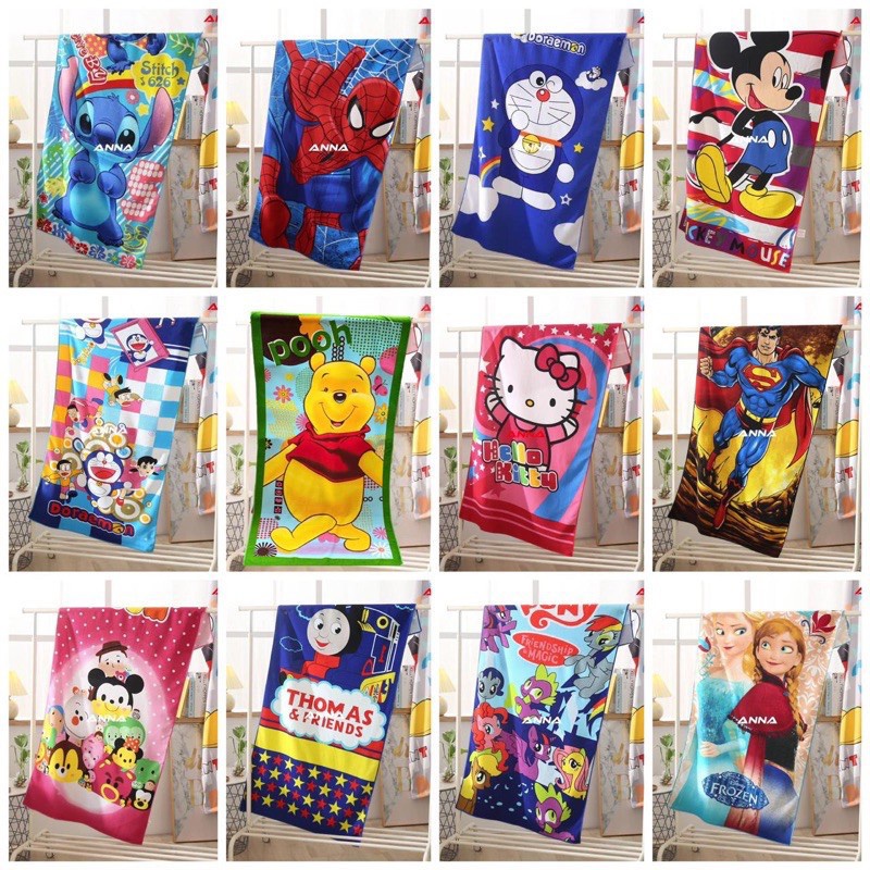 RC [BEST SELLER] HANDUK MANDI KARAKTER ANAK JUMBO IMPORT UKURAN 70x140cm HK DORAEMON TAYO