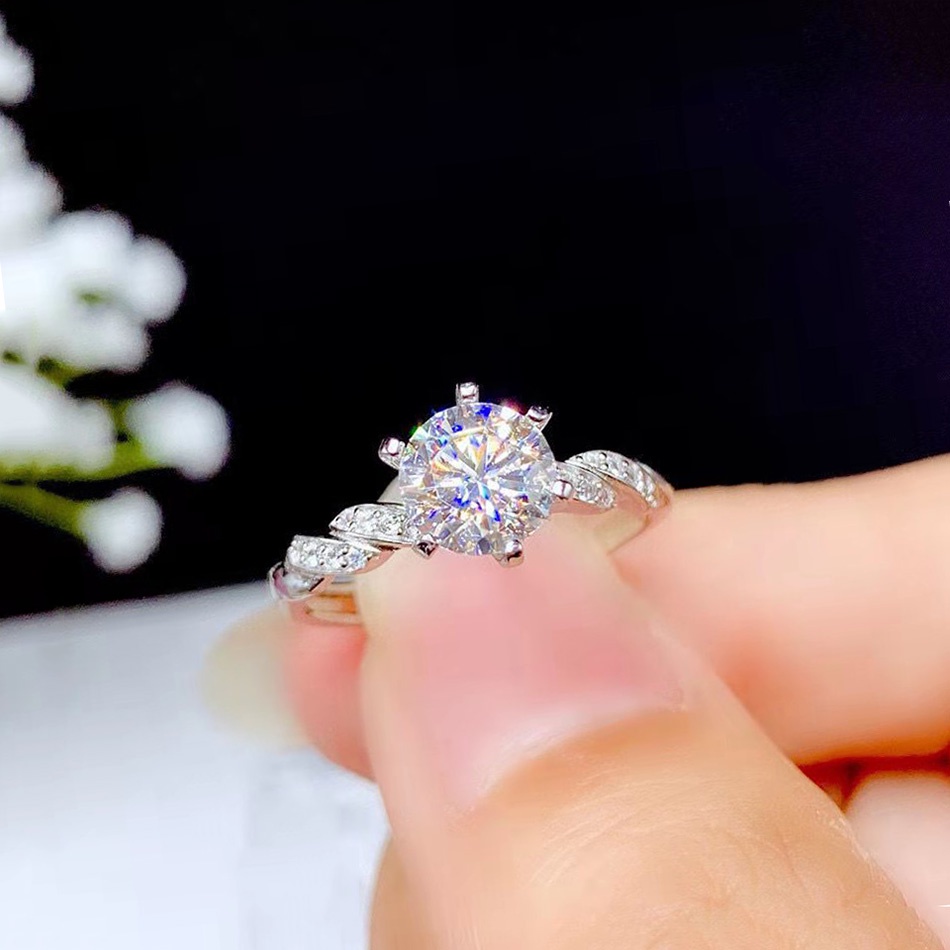 Cincin Sterling Silver 925 Hias Kristal Berlian Untuk Wanita