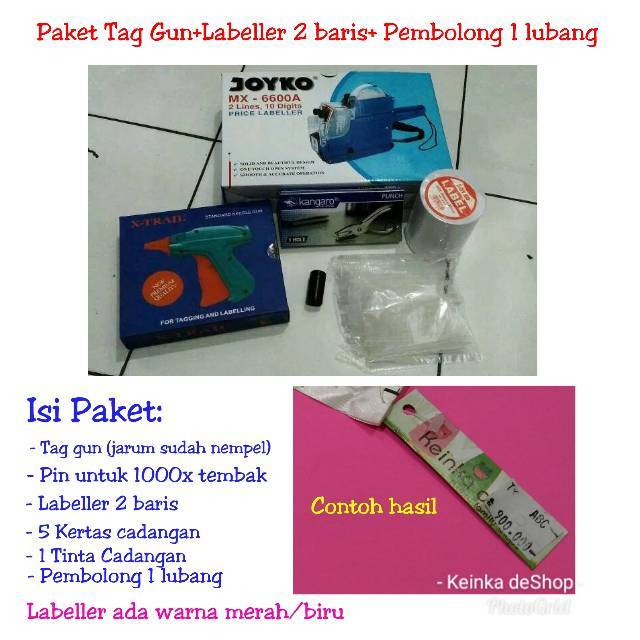 

Alat cetak tembak label harga bandrol price labeller 2 BARIS tinta isi tag gun pembolong kertas