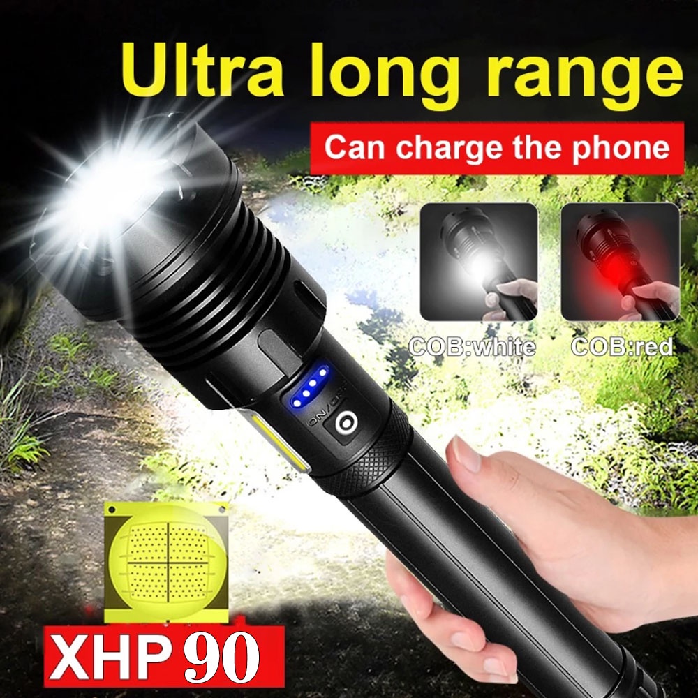 Anbolt Ultral Power Senter XHP160 +2PCS 26650 Zoomable Torch Camp Taktis Cahaya Tahan Air Flashlight