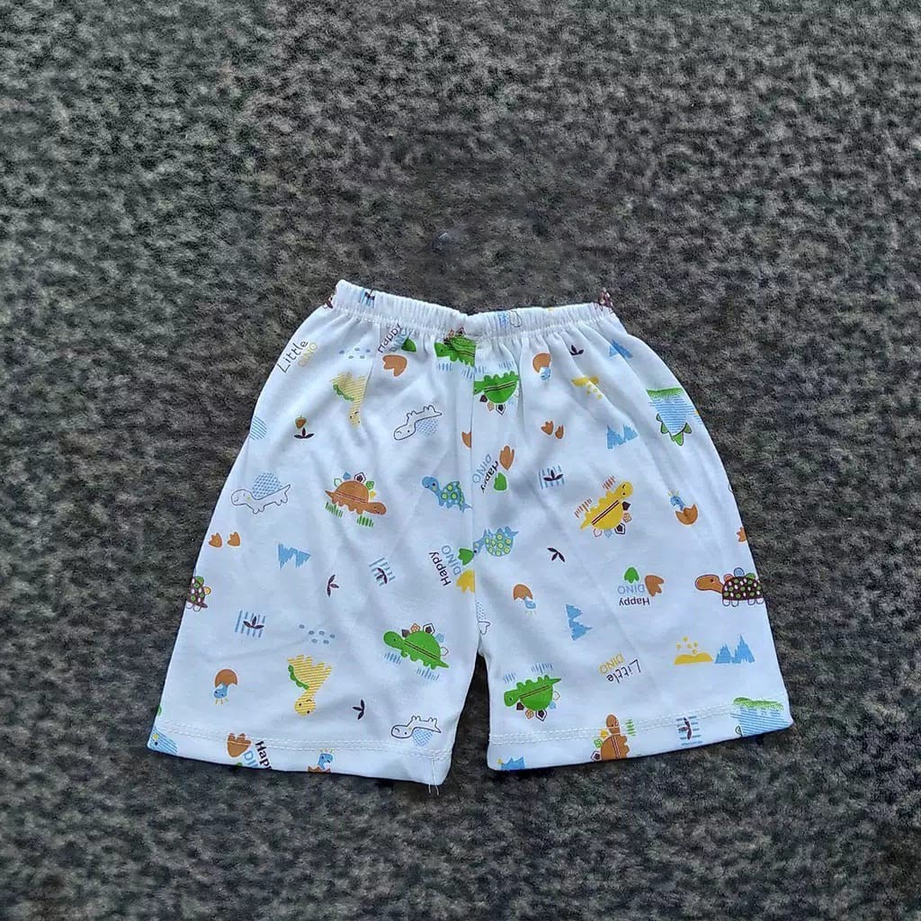 3 Pcs Celana Pendek Bayi ELVIRA Baby - Celana Dalam Pendek / Kotak Bayi - Warna Putih Bermotif