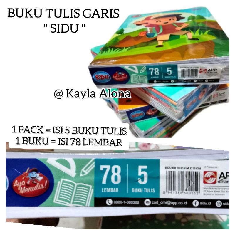 BUKU TULIS GARIS &quot; SIDU &quot; 78 Lembar ( Harga 5 pcs Buku Tulis )