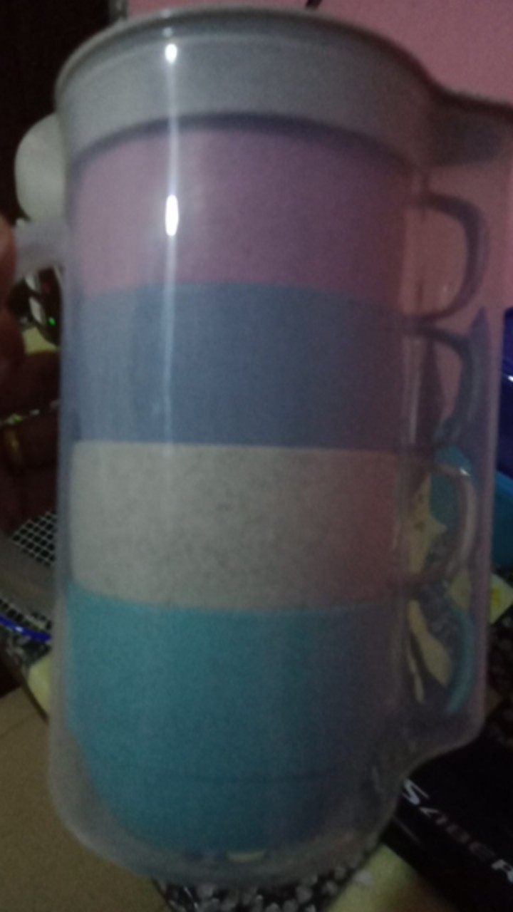 S112 Teko Jus Air Teh Kopi Wadah Plastik Bahan Jerami Dengan 4 Cangkir Bpa Free