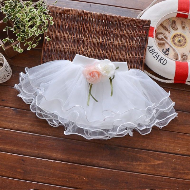 Rok Tutu Putih White Flower LKB-15471I / Rok Tutu Anak Putih