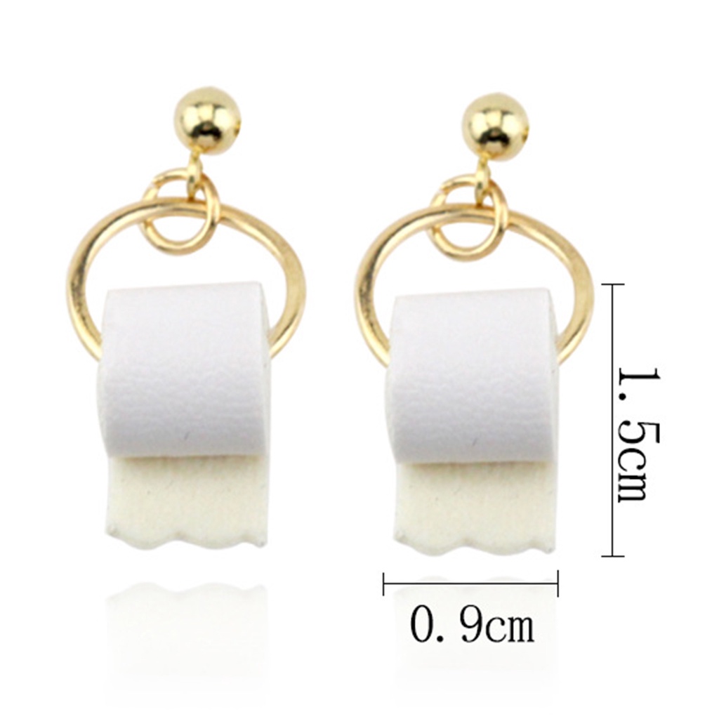 Hu Hu Hu Hu Hu Alat Bantu Pasang Kacamata♡ Anting Bentuk Toilet Roll Bahan Kulit Imitasi Untuk Wanita