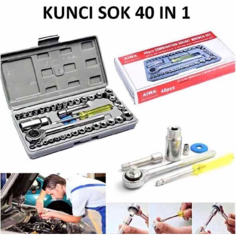 (COD) Kunci Shock Set 40 Pcs / Kunci Pas Shock Socket