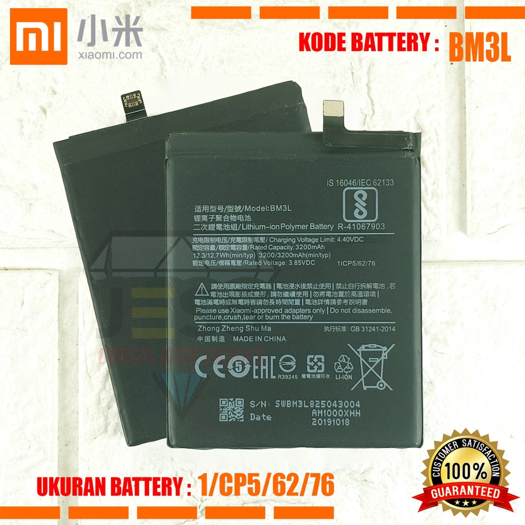 Baterai Battery Original Xiaomi BM3L BM-3L For Tipe HP MI 9 - Mi9  - M1902F1A - M1902F1G - M1902F1T