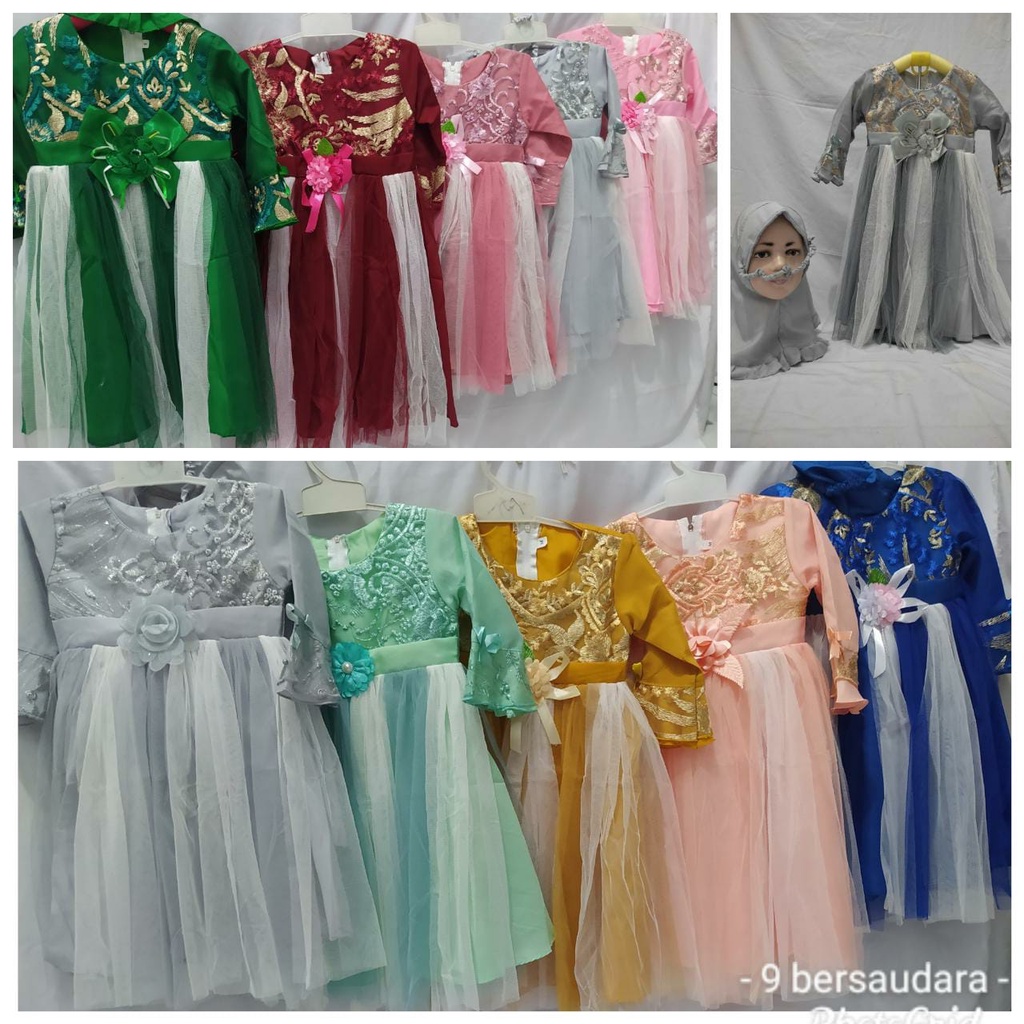 GAUN MUSLIM PELANGI SET HIJAB