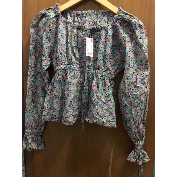THRIFT/PRELOVED BLOUSE CROP KOREAN VINTAGE BUNGA