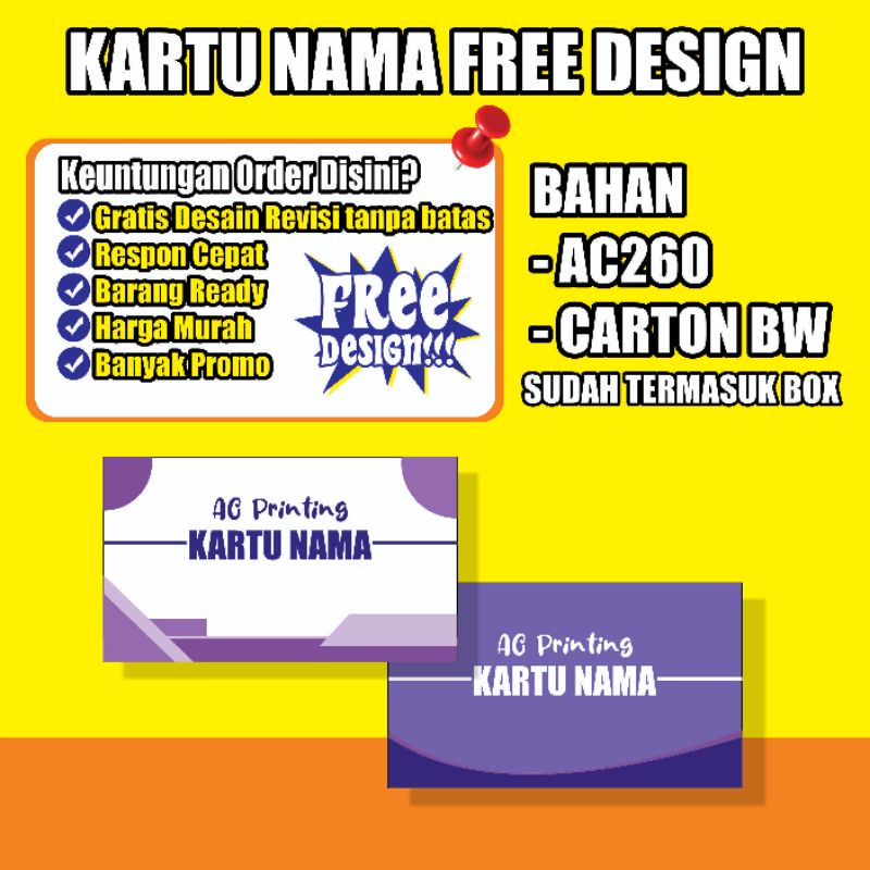 

Kartu Nama Murah Gratis Desain dan box