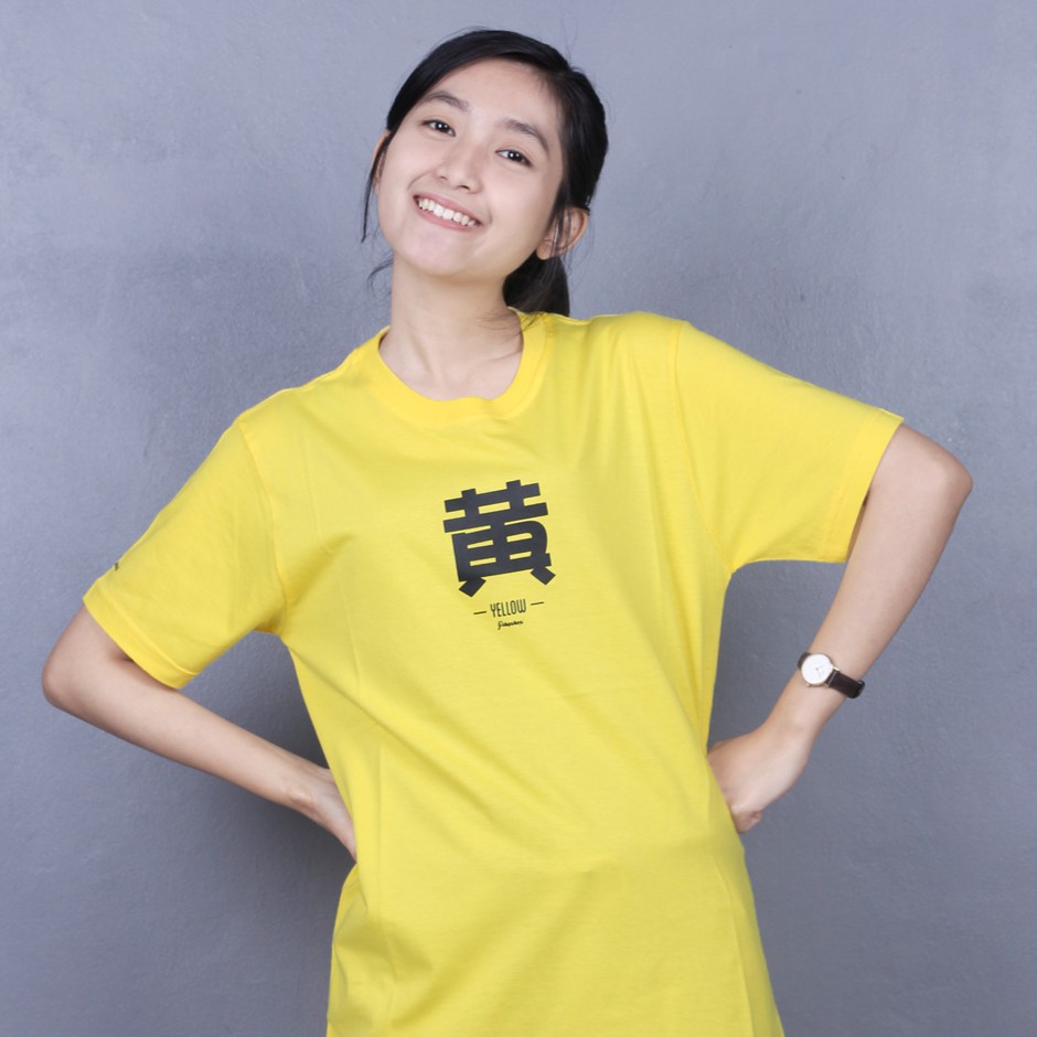 Kaos Anime Jepang Aksara Kiiro Yellow Kuning Pikapikani