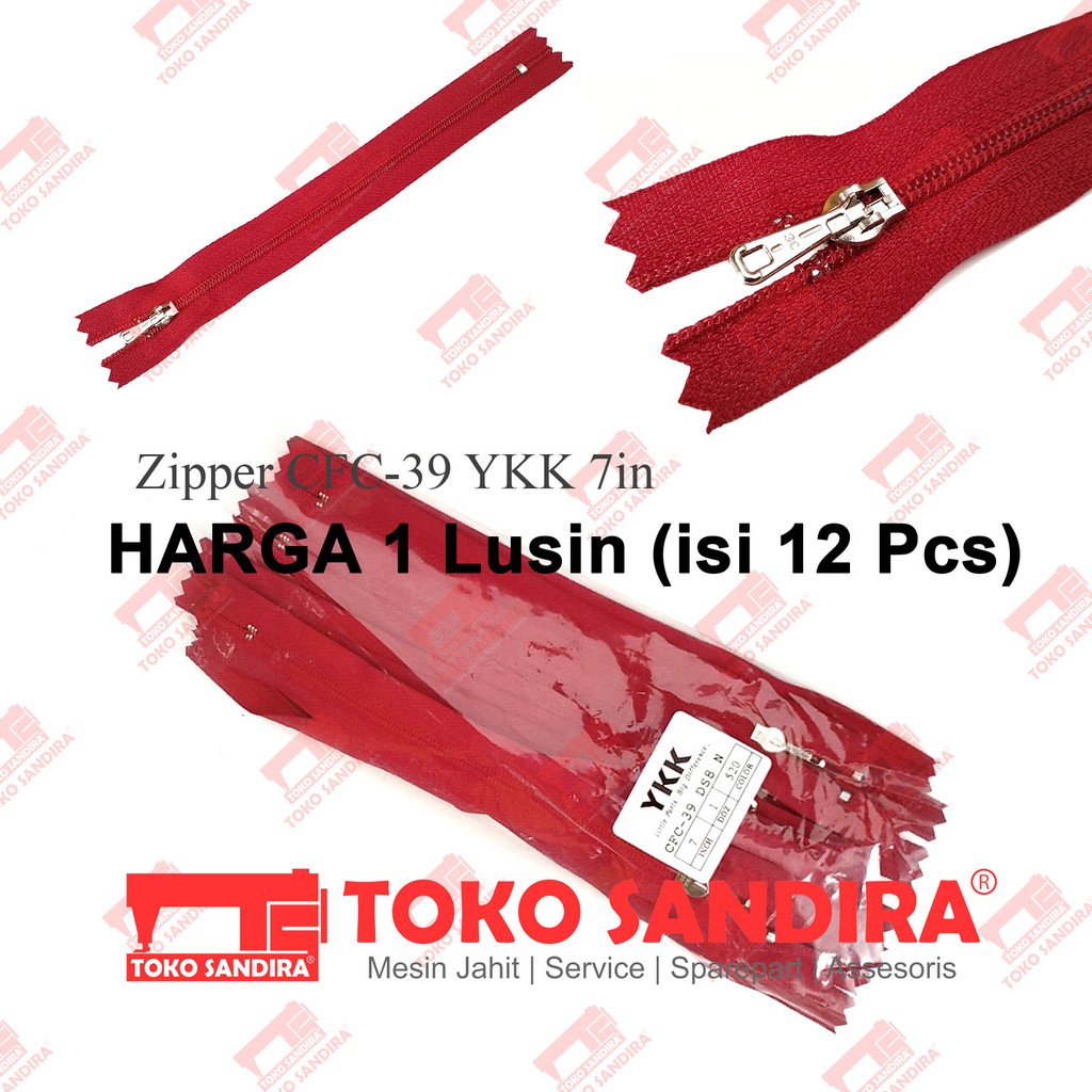 Zipper-resleting YKK CFC 39 7 inch kepala besi - (Harga 1 Lusin)