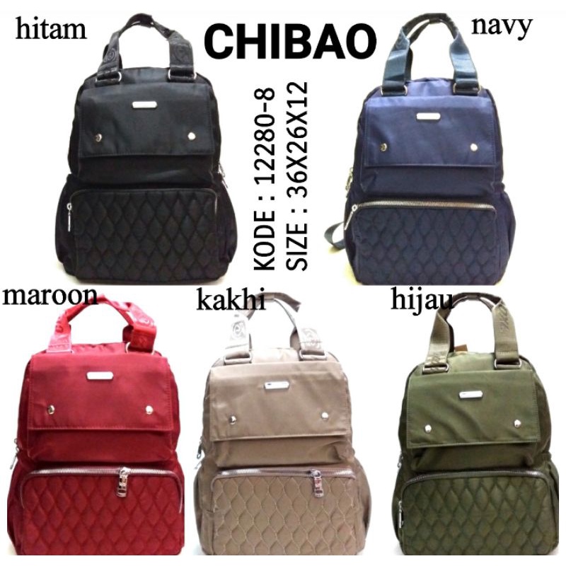 TAS RANSEL PEREMPUAN CHIBAO 12280-2 WARNA HITAM MAROON KHAKI HIJAU DAN NAVY