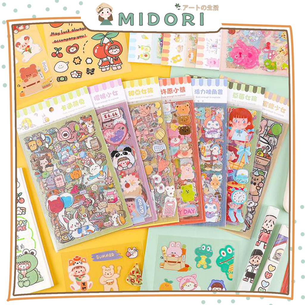 

[MIDORI] 6 Pcs CUTE CARTOON FOOD STICKERS PET DIY Diary Sticker Jurnal BUJO Planner Deco Stiker Hias - B0372