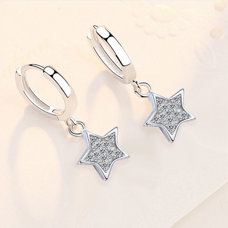 Hot Sale 925 Sterling Silver Luminous Zircon Star Stud Earrings For Women