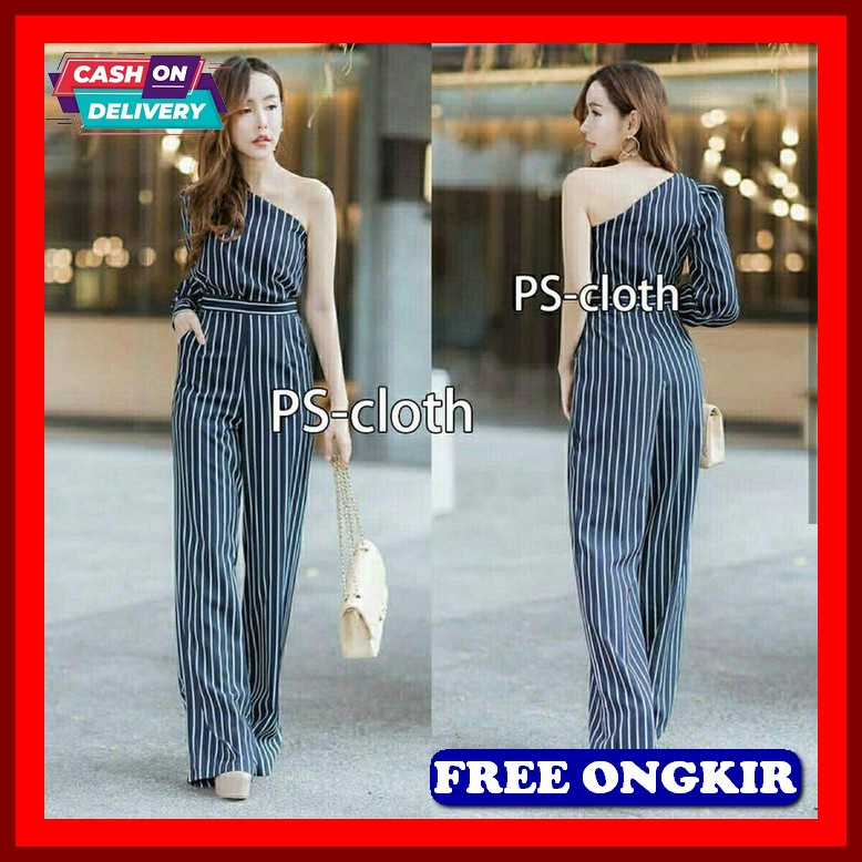 Jumpsuit Scuba Premium Shifon 5059 Cantik Import Baju Terusan Wanita Keren Jumpsuit One Shoulder