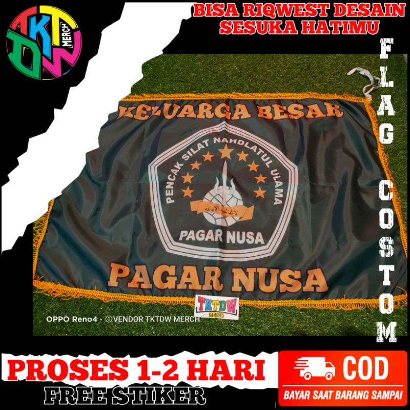 BENDERA PAGAR NUSA READY STOK BANYAK SIAP KIRIM ( PAGAR NUSA HIJAU LOGO PAKEM )