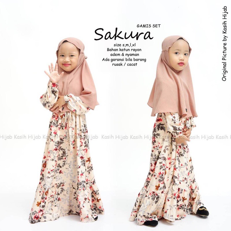 Gamis anak murah/Gamis anak katun rayon/Gamis anak ruffle sakura by kasihhijab(gamis saja)